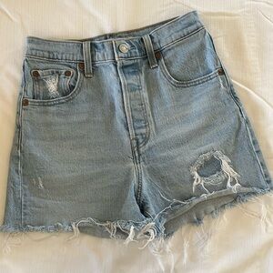 Levi's Distressed Light Blue Denim Shorts